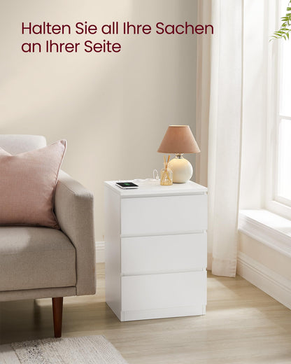 VASAGLE Kailyn Nachttisch Steckdosenleiste – 2er Set wolkenweiss
