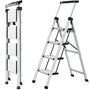 XinSunho Stufenleiter 4 Stufen klappbar – Alu, Ablage, Handlauf. Eine klappbare Aluminiumleiter mit 4 Trittstufen, Ablage und Handlauf. Steighilfe für erhöhte Arbeitshöhen.