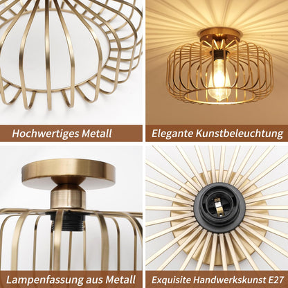 FRIDEKO HOME Deckenlampe aus Metall schwarz, E27, 1-flammig, Ø 30 cm
