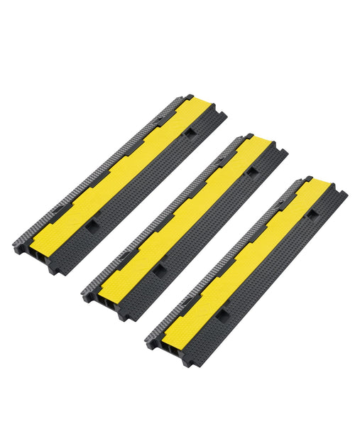 CREWORKS Kabelbrücke Boden 3er Set 2 Kanäle Überfahrschutz 5T. Schwarz, rampeförmig. Schützt Kabel vor Überfahren bis 5T.