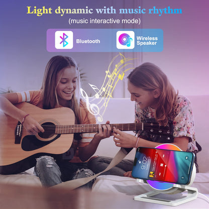 JAHAO M6064 Bluetooth Lautsprecher mit Nachtlicht & Wireless Charger