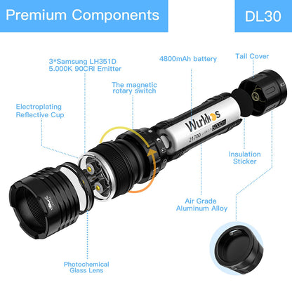 Wurkkos DL30 LED Tauchlampe 3600 Lumen wiederaufladbar IPX8