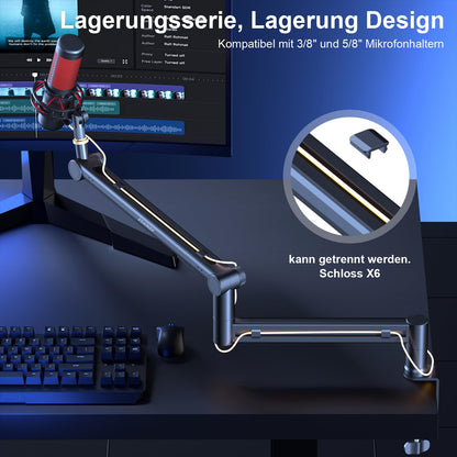 Aokeo AK-58 Mikrofonarm mit niedrigem Profil für Studio und Streaming