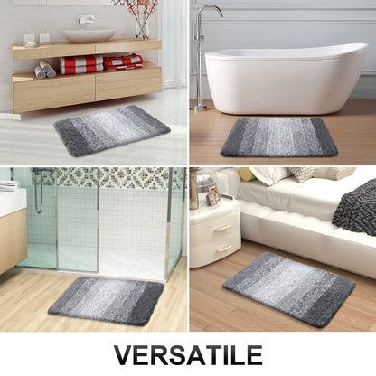 Homaxy Badteppich 60x120 cm, rutschfeste Mikrofaser-Badematte, Grau
