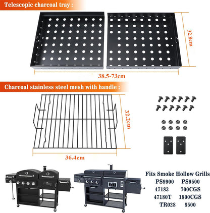 GFTIME Holzkohleschale verstellbar 38-72 cm für Holzkohlegrill