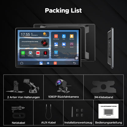 Volam Netflix Carplay Display 9" wireless CarPlay Android Auto