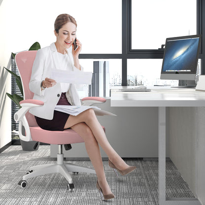 rattantree Ergonomischer Bürostuhl mit Lendenstütze – Rosa