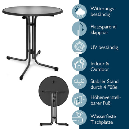 Beautissu Bistroni Bistrotisch rund Ø 80 cm klappbar schwarz