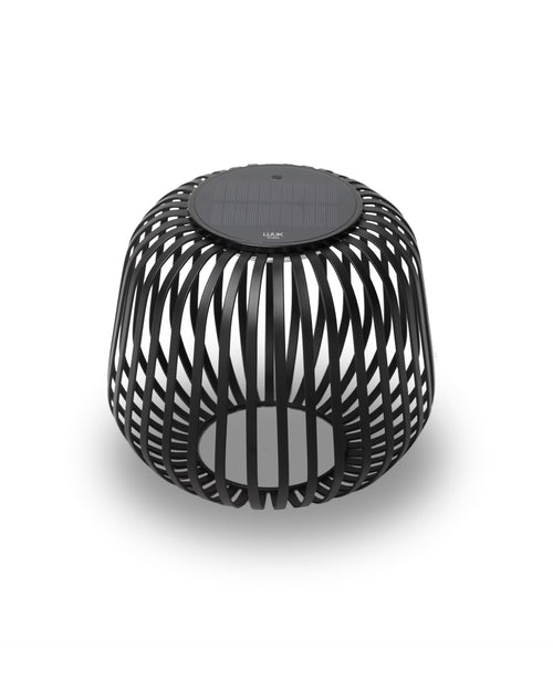 LUUK Studio SOLIS Solarlaterne, dimmbar, IP65, schwarz, kubische Leuchte aus pulverbeschichtetem Eisen