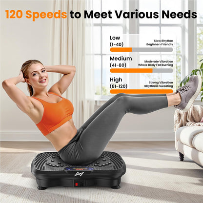 AXV Vibrationsplatte SLIM, Ganzkörpertraining, 120 Stufen, Bluetooth