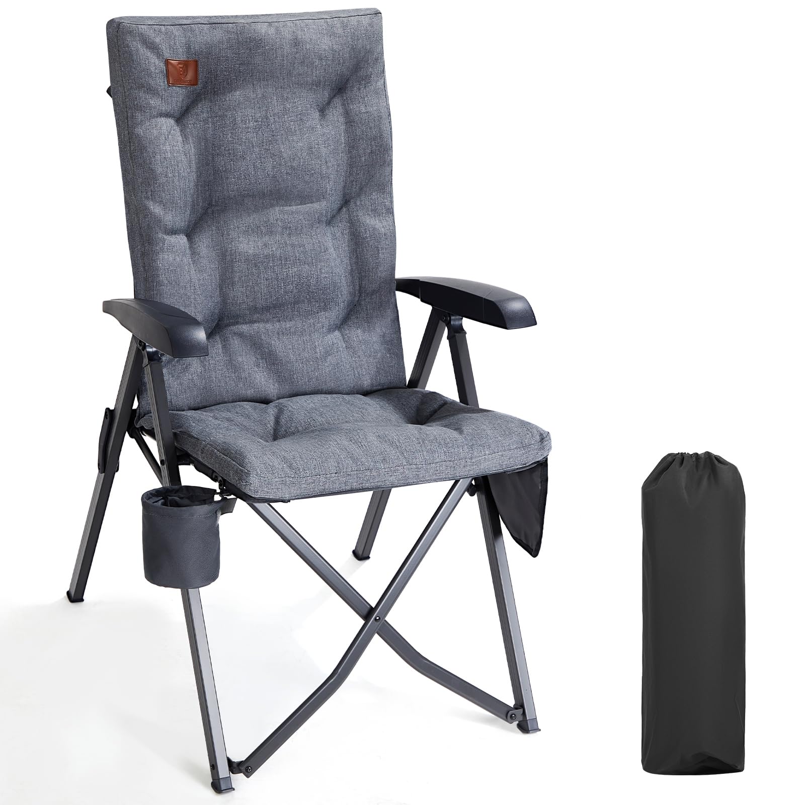 EVER ADVANCED Faltbarer Rückenverstellbarer Campingstuhl - Gepolstert. Faltbarer, gepolsterter Stuhl mit verstellbarer Rückenlehne für komfortables Camping.