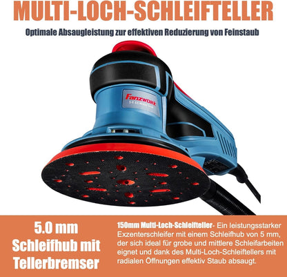 FANZWORK EZ150A Bürstenloser Exzenterschleifer 150mm mit Koffer