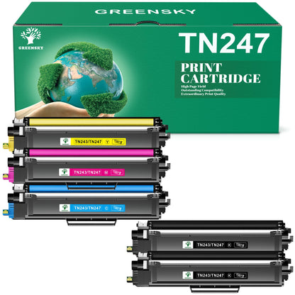 GREENSKY TN-243CMYK Toner Set kompatibel für Brother MFC-L3750CDW, vier Tonerkartuschen