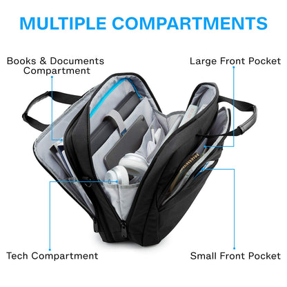 bagsmart Laptoptasche 17,3 Zoll, erweiterbare Aktentasche, schwarz
