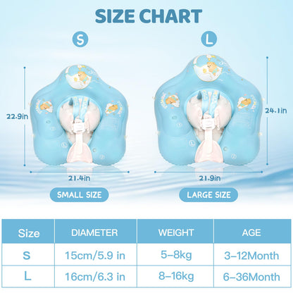 LOOWARTS Baby Schwimmring mit Baldachin, UPF50+ UV-Schutz, 3–12 Monate