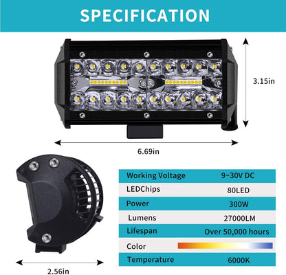 Kraumi LED Arbeitsscheinwerfer 7 Zoll 240W Zusatzscheinwerfer 2 Stück