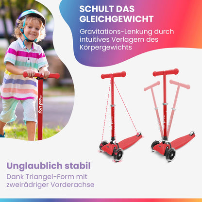 Fun Pro ONE Kinderroller Premium – Faltbar, LED, ab 3 Jahre