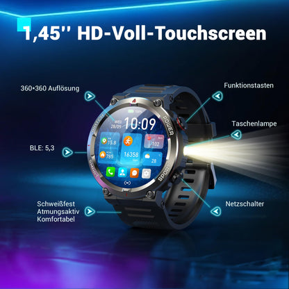 Blackview W50 Pro Smartwatch Herren, 100 Tage Akku, Kompass, IP68