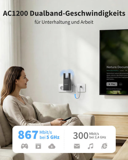 BrosTrend AC1200 WLAN Access Point, Dualband mit Gigabit-Port