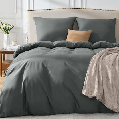 BEDELITE Bettwäsche-Set 3-teilig Baumwolle 200x220 cm Anthrazit