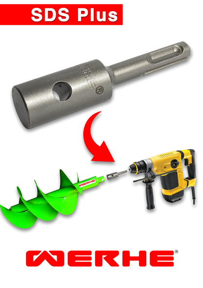 WERHE Erdbohrer Ø 60 mm, 80 cm mit SDS Plus Adapter für Bohrmaschine
