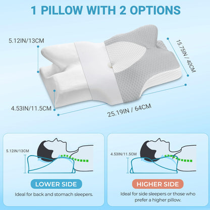 Elviros Nackenstützkissen Memory Foam Seitenschläferkissen, grau