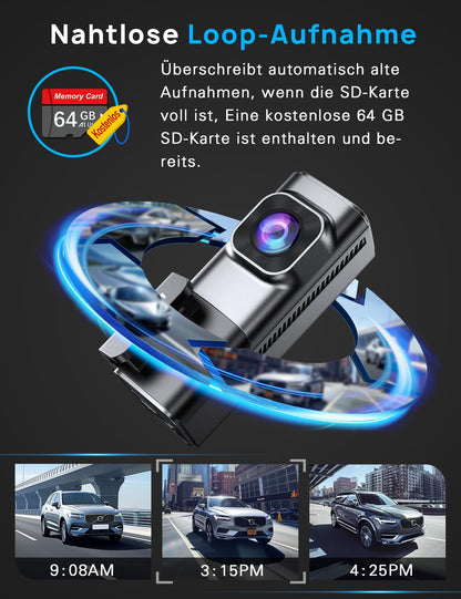 Navycrest Q7 Dashcam Auto vorne hinten, 4K+1080P mit 5GHz WiFi