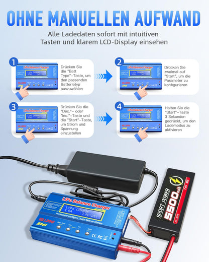Hilldow B6 Akku-Balance-Ladegerät 80W für LiPo, Li-Ion, LiFe und NiMH