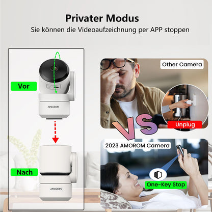 AMOROM WLAN Überwachungskamera Innen 360° KI - 4er Set