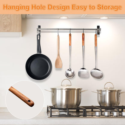 FJNATINH Wok Pfannenwender und Schöpflöffel Set aus 304 Edelstahl