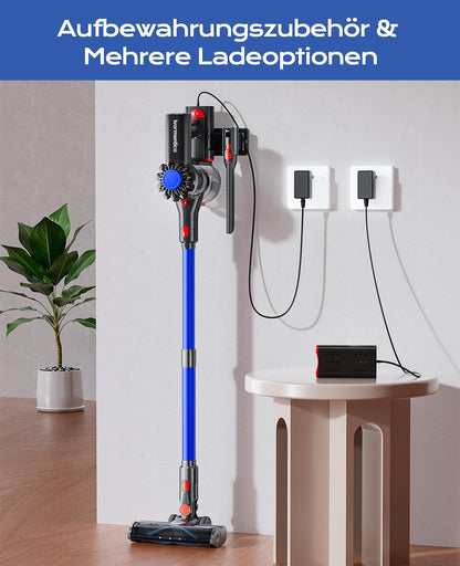 Ivormentico Akku-Staubsauger kabellos 40 KPA 450 W, grüne LED, Blau