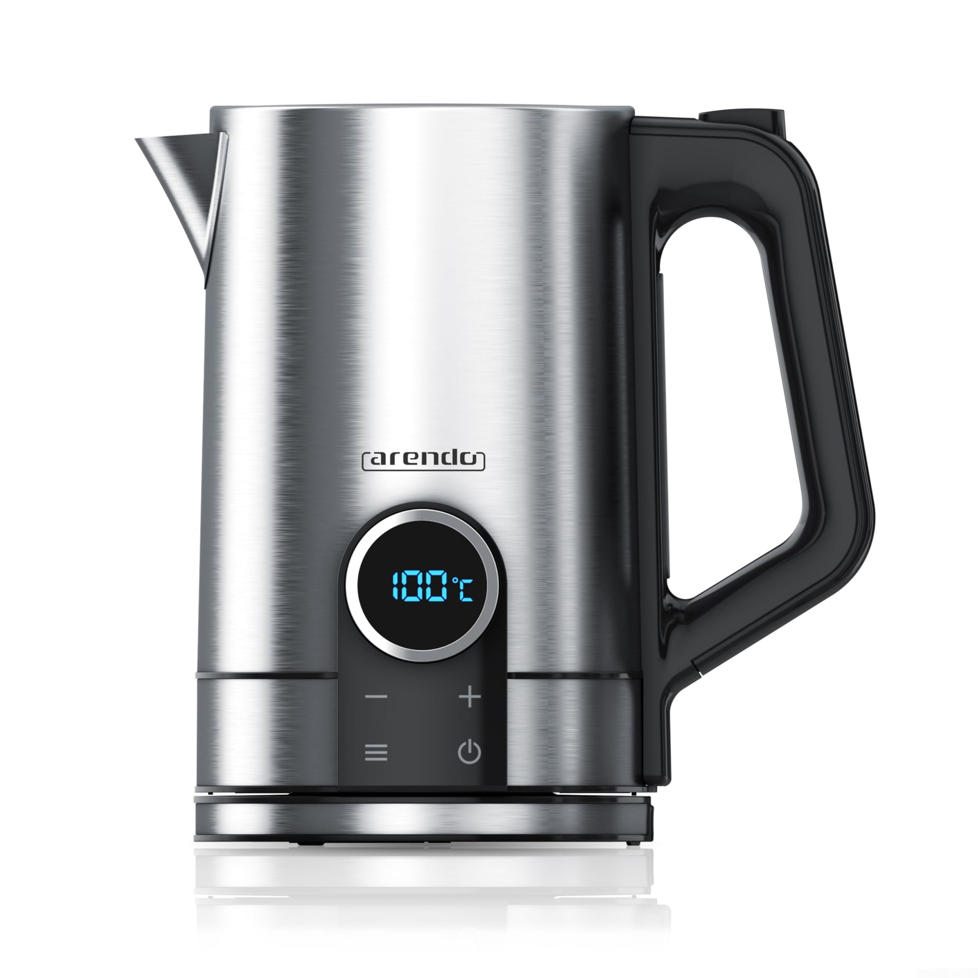 Arendo Wasserkocher Temperaturwahl - Edelstahl 1.7L, zylindrisch. Präzises Erhitzen von Wasser für Heißgetränke.