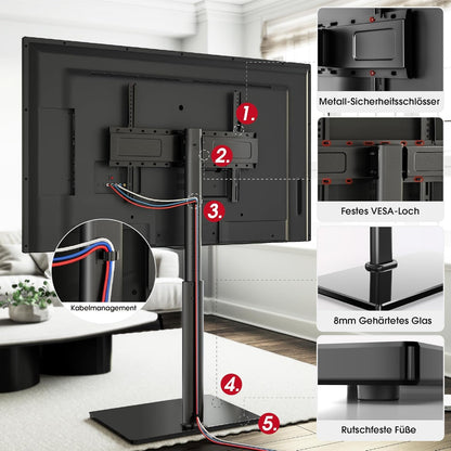 AOKCOS TV Bodenständer Universal für 43-85 Zoll TVs – Schwarz