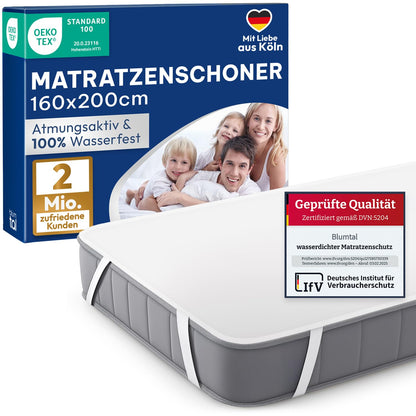 Blumtal Matratzenschoner 160x200 cm 2er Set wasserdicht OEKO-TEX, Matratzenauflage aus Frottee mit 80 % Baumwolle