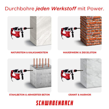 SCHWABENBACH SDS-plus Betonbohrer 32 x 460 mm, Hartmetall, 4 Schneiden