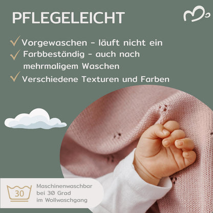 MIRARI Babydecke Merino Wolle Neugeborene Winter 75x100 cm