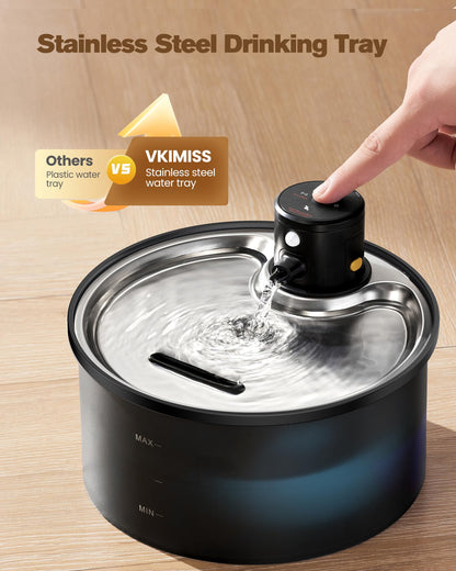 VKIMISS W1 Katzenbrunnen kabellos, 3,2 L Trinkbrunnen mit Sensor