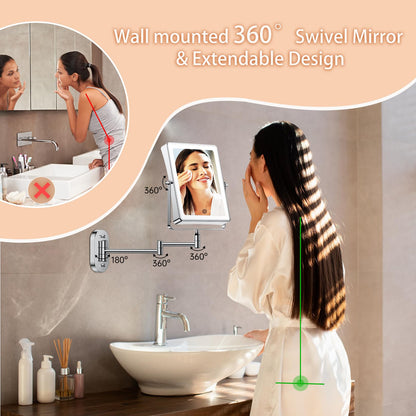 Famihomii LED Kosmetikspiegel zur Wandmontage, 1X/30X, Chrom