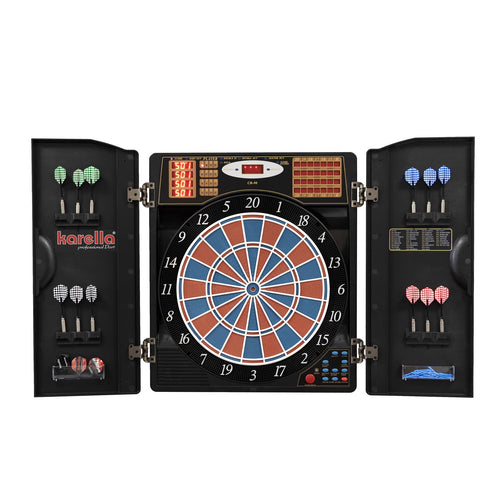 Karella CB-90 Dartautomat, elektronische Dartscheibe im Cabinet mit LED-Anzeigen