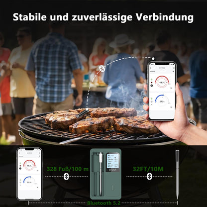 BFOUR BF-40 Bluetooth-Grillthermometer mit 2 Sonden und LCD-Display