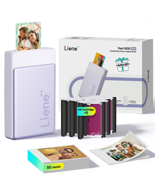 Liene Pearl N200 Pro Mini Fotodrucker in Lila mit Bluetooth und Akku