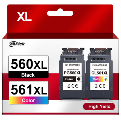 CanPick PG-560XL CL-561XL Druckerpatronen Multipack für Canon Pixma, schwarze und farbige Tintenpatrone