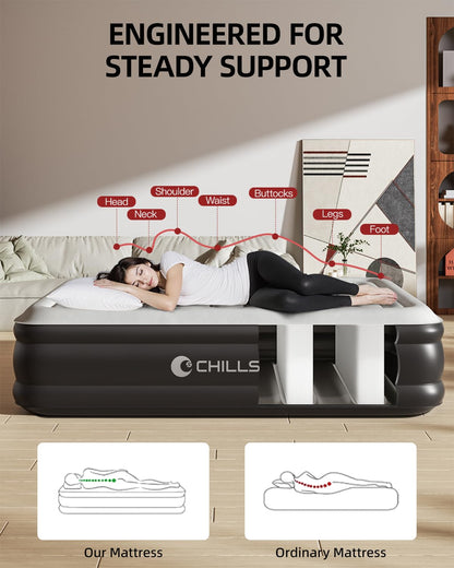 CHILLSUN Luftbett elektrisch aufblasbar 190x137x46 cm