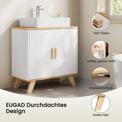 EUGAD Waschbeckenunterschrank mit 2 Türen, 60 x 30 x 60 cm, weiss