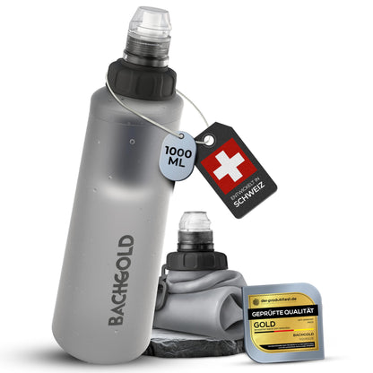 Bachgold Squeeze Wasserfilter Outdoor mit Virus-Filtration, 1000 ml in Weiss für Camping und Survival