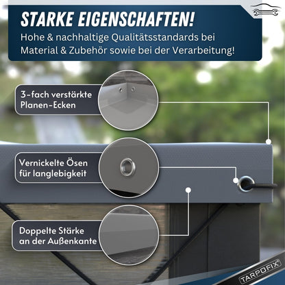 Tarpofix Anhängerplane 258x136cm Grau - PVC Flachplane