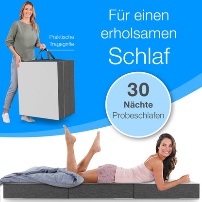 ELONEO Premium Visco Klappmatratze 90x200 cm, 15 cm hoch, klappbar