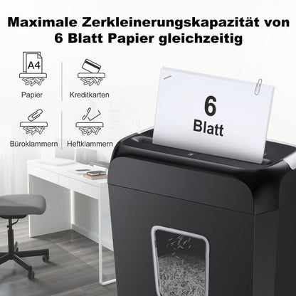 Bonsaii Aktenvernichter C237-B, 6 Blatt Partikelschnitt P-4, 13 L