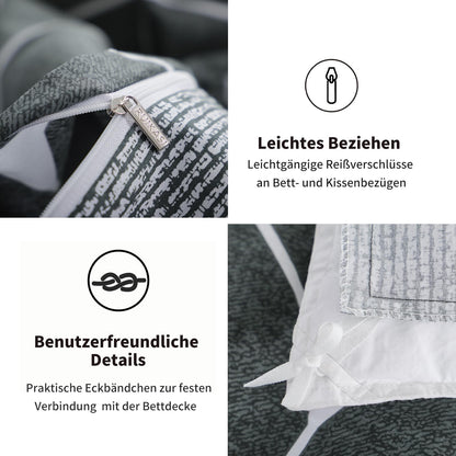 RUIKASI Bettwäsche-Set 135x200 cm Baumwolle 4-teilig Anthrazit