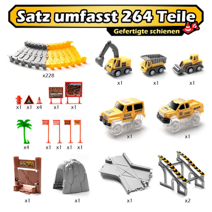Coroiesty Autorennbahn 264-teilig, leuchtendes Gleis-Set mit 2 Autos